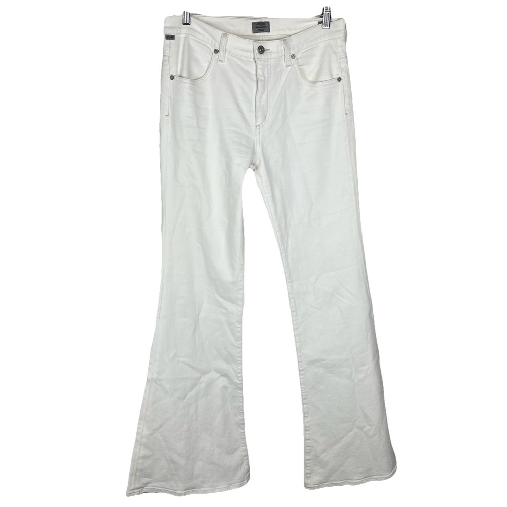 Citizens of Humanity Chloe in Powder White Super Flare Stretch Jeans 31x35